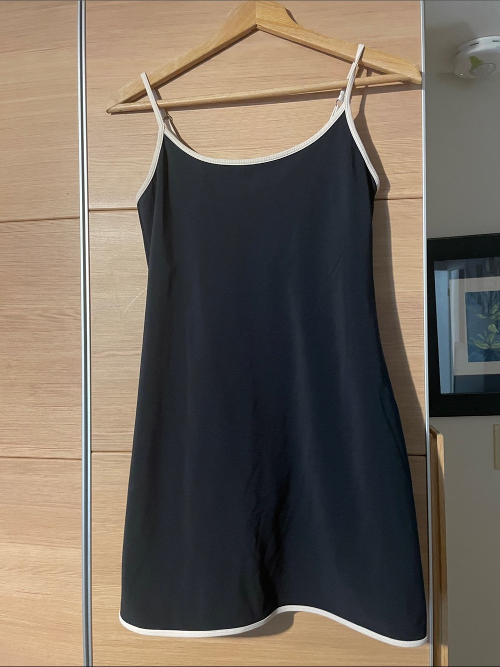 Abercrombie & Fitch Black Mini Slip Tennis Dress with Ivory Trim and shorts sm